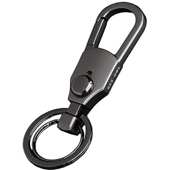 REX-OWL Key Holder Men Removable Ring Double Carabiner RKH-01 (Gunmetal)