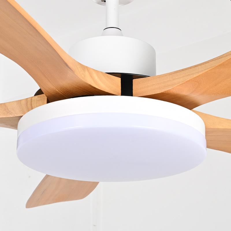 Nordic Solid Wood Ceiling Fan with Light - Silent Variable Frequency Electric Chandelier for Living Room and Restaurant.