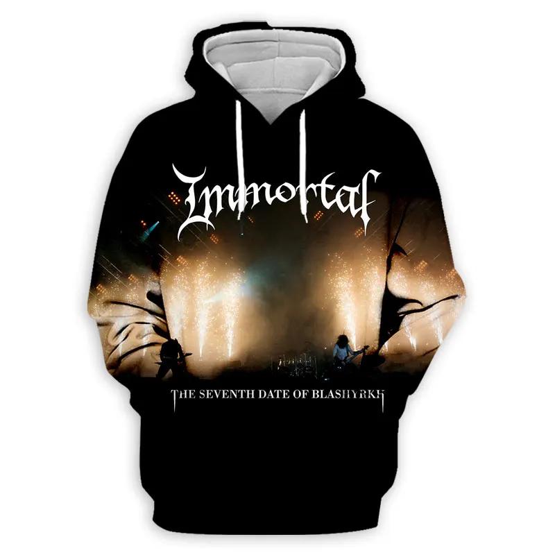 Schwarz Metall Rock Unsterblich 3D Druck Hoodies Herren Damen Mode Lässige Sweatshirts Übergroßer Hoodie Pullover Trainingsanzug Kleidung
