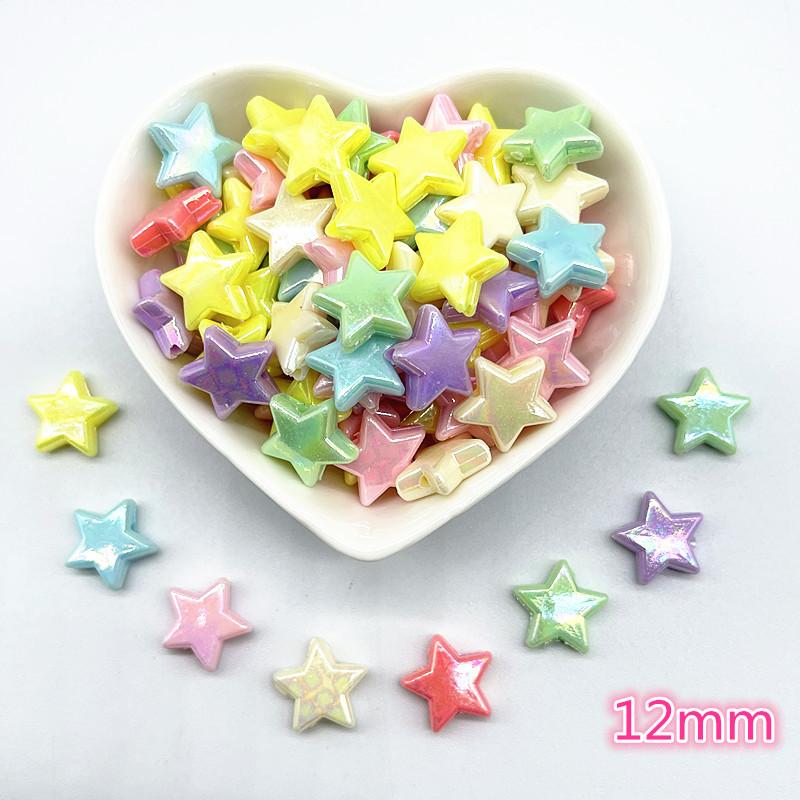 30pcs 12mm AB Colour Five-pointed Star Acrylic Beads Loose Spacer Beads for Jewelry Making DIY Handmade Bracelet