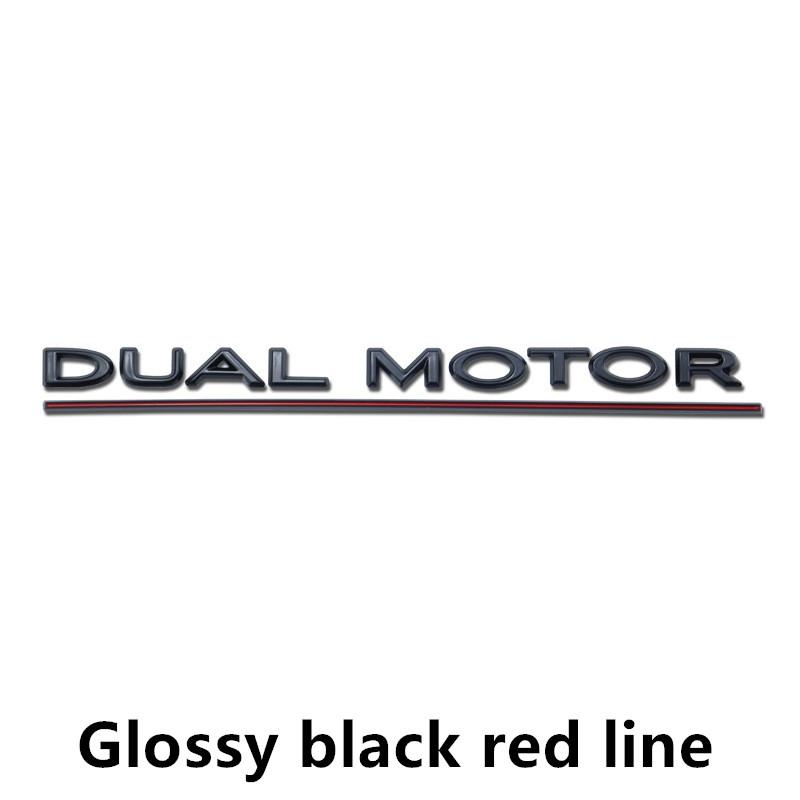 DUAL MOTOR Underlined Letters Emblem for Tesla Model Y 3 X S Car Styling High Performance Trunk Badge Sticker Chrome Black Red