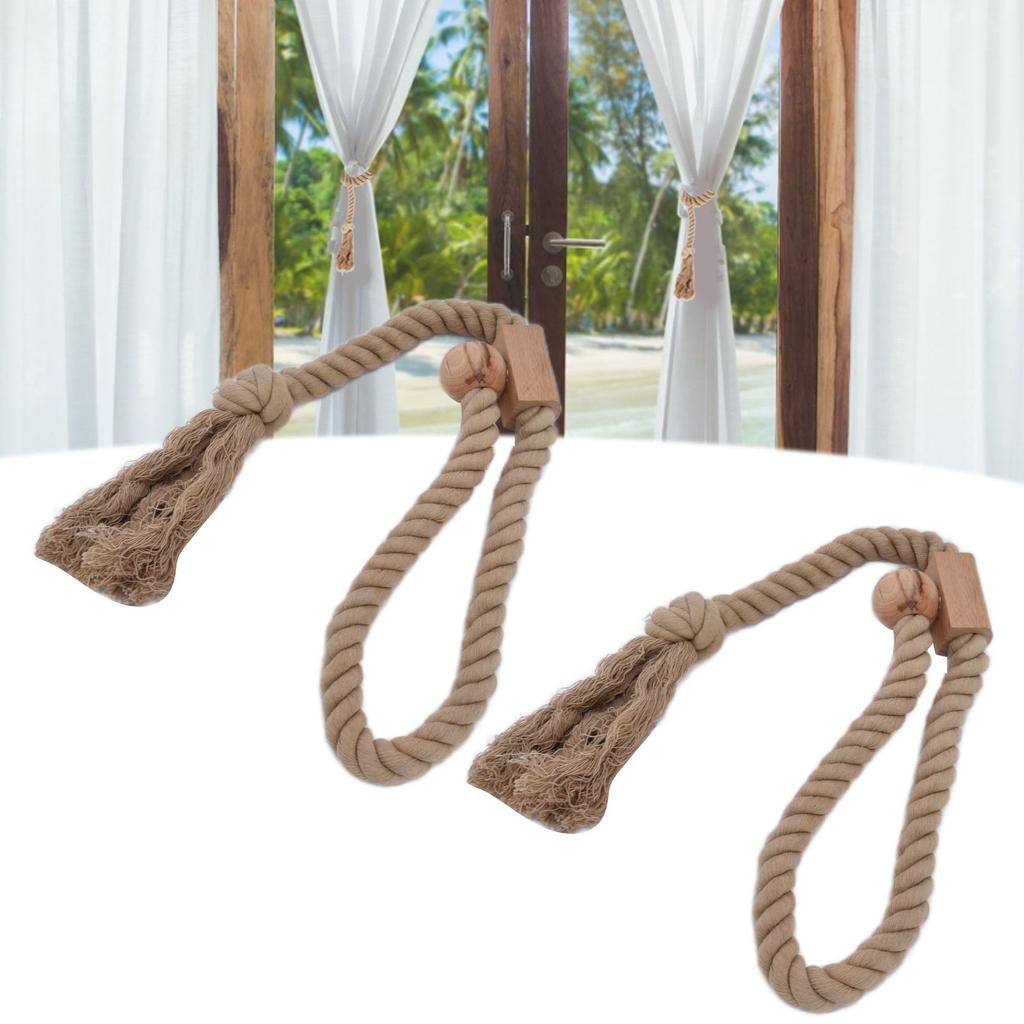 2PCS Curtain Tieback Cotton Curtain Holdback Rope Curtain Magnetic Cord for Household