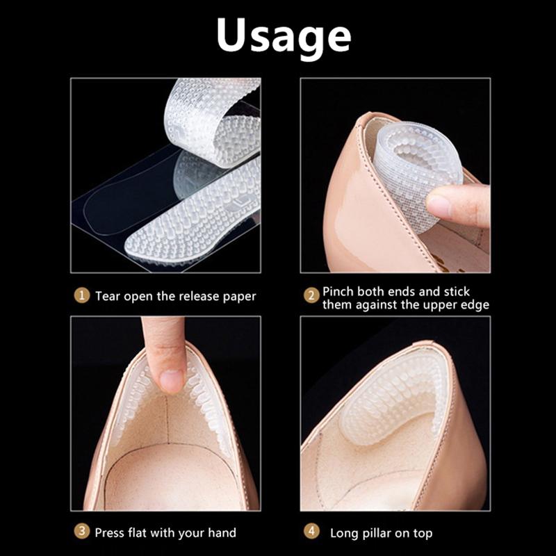 1Pair Silicone Heel Stickers Heels Grips For Women Men Anti Slip Heel Cushions Non-Slip Inserts Pads Foot Heel Care Protector