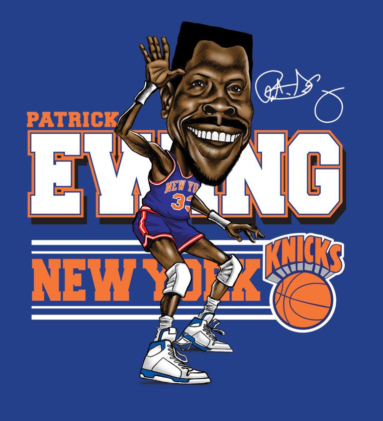 Patrick Ewing  Caricature Men T-shirt Royal Blue Tee All Size JJ3807