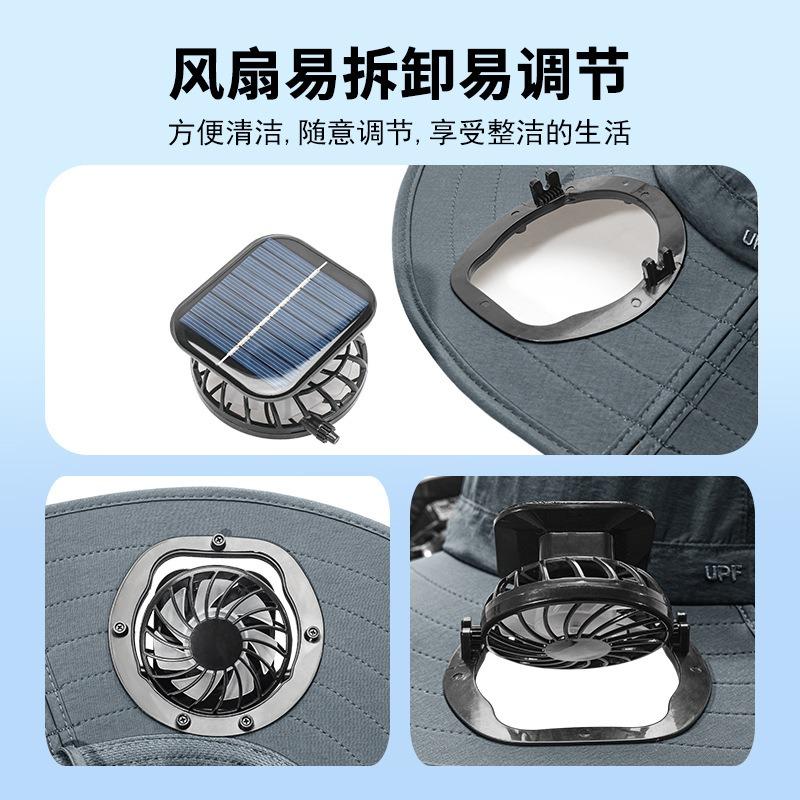 New Solar Fan Bucket Hat Men's UV Protection Fishing Sun Protection Hat Outdoor Mountaineering Sun Hat