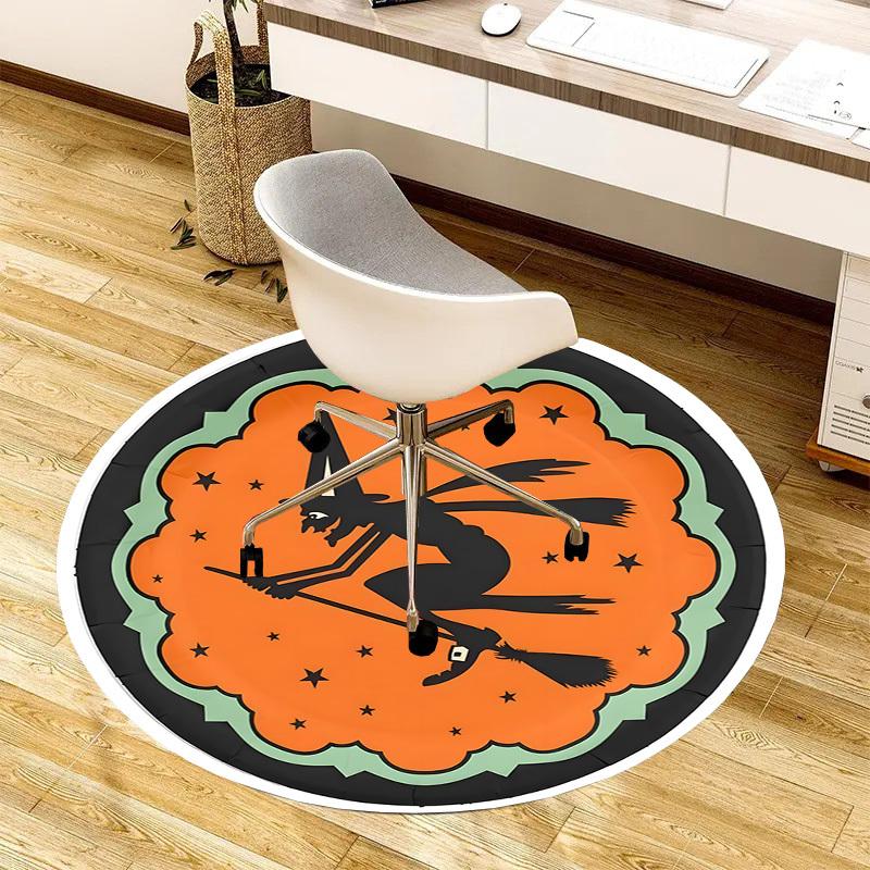 1pc Office Carpet Chair Mats Halloween Witch Broomstick Night Stars Perfect for Decorating Office Chairs, Living Rooms, Or Bedrooms.YDT065