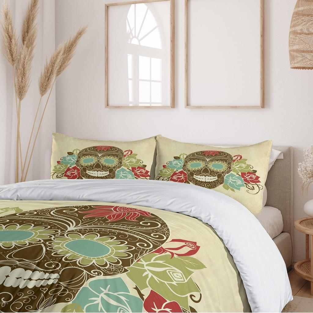 Gothic Retro Skull Three-Piece Quilt Cover 3D Digital Printing Bedding Set Bed Cover