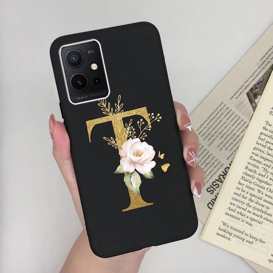 Simple Case For Vivo T1 5G Name 26 Letter Soft Matte Silicone Anti Slip Phone Back Cover For Vivo T 1 VivoT1 Shell Funda Bumper
