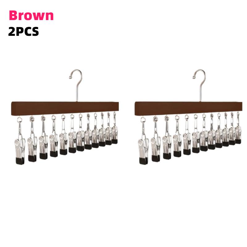 2 Pack Clip-on Trouser Hangers Specifically Design for Wardrobe Organizer 12 Pairs Trousers Jeans Hats Shorts Socks Saving Space
