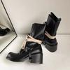 Platform Heightened Bundle Lace-up Booties 2025 Summer New Round Toe Block Heel Skinny Non-slip Stack Boots