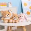 Brown Pink Bear Rabbit Scarf Bow Plush Doll Animal Festival Ornament Gift