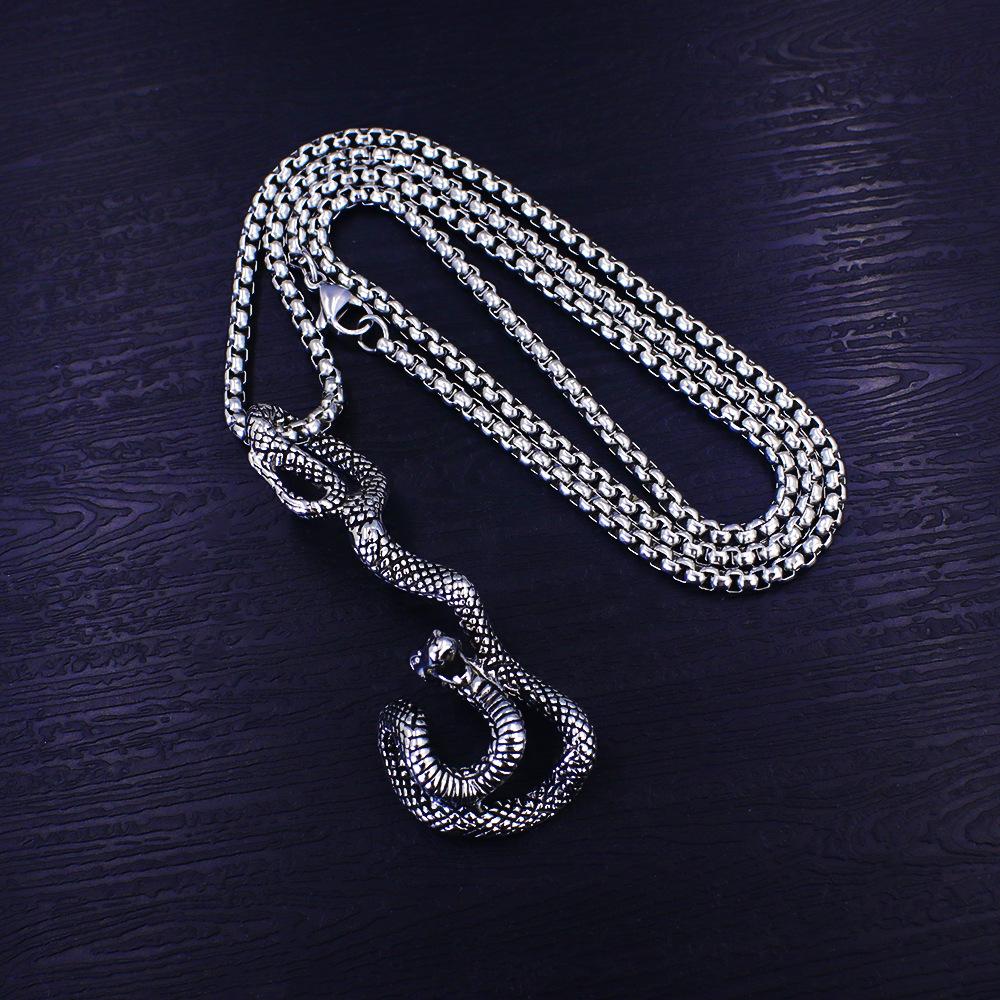 European and American Niche Snake-shaped Necklace Men's Fashion Punk Style Mamba Snake Long Style