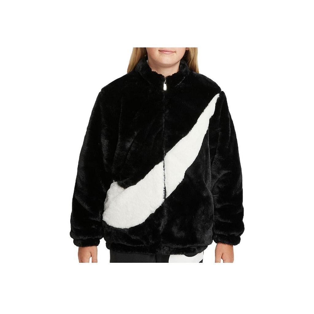 Nike Jacket Kids Printed Large Logo Zipper Stand Collar Warm Kids Jackets Black DV6207-010