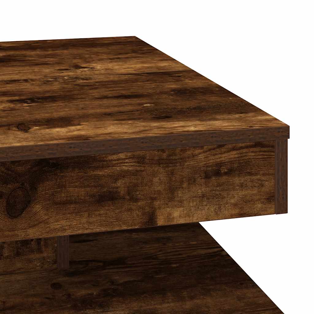 Rotating Coffee Table 360 degrees  Swivel Smoked Oak 70 x 70 x 34.5 cm