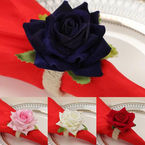 

6 шт. Кольцо для салфеток с розовым дизайном, прочные пластиковые свадебные обертки, пряжка для салфеток для вечеринки