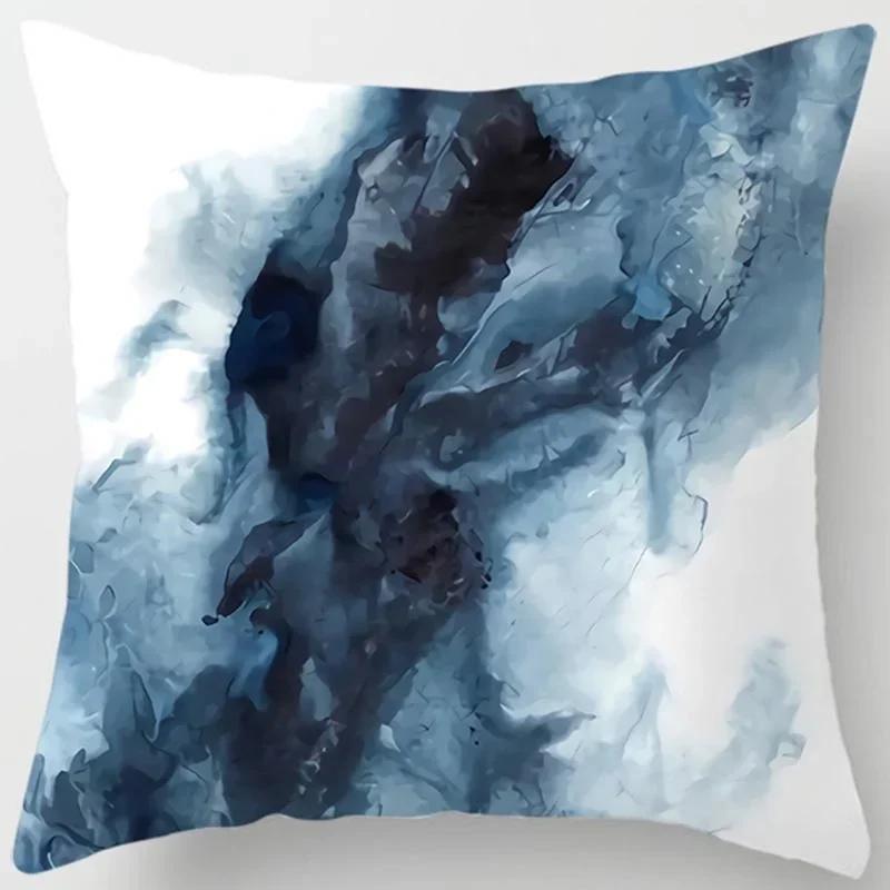 Home Decor Blue Style Printed Square Polyester Pillowcase For Bedroom Living Room Car Sofa Cushion Cover 45X45CM