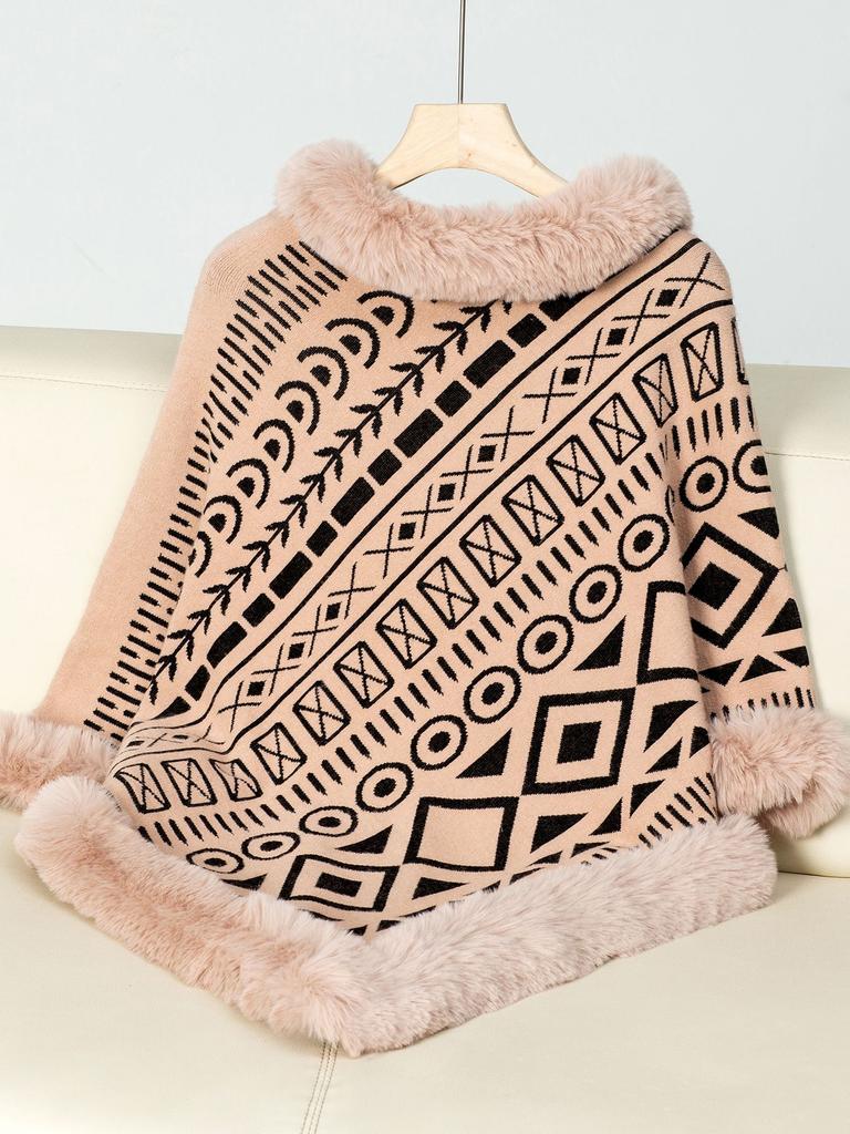 Women's Autumn and Winter Large Size Fashion Wool Collar Pullover Knit Loose Sweater Cape Top for Women 5 Colors