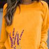 Women Sweatshirt Floral Print O Neck Loose Warm Lady Blouse for Daily Wear