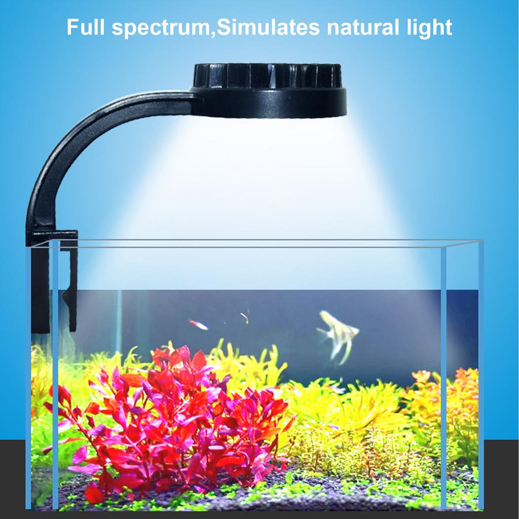 LED Fish Light, Multifunction High Brightness Save Energy Full Spectrum LED Aquarium Lamp 5W Black for Aquarium Landscape Lamp, Easy and Li