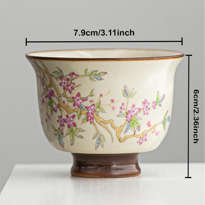 Ru Kiln Ceramic Master Cup Creative Peach Blossom Teacup Small Tasting Mug Tea-calix Chinese Kungfu Tea Bowl Household Teaware