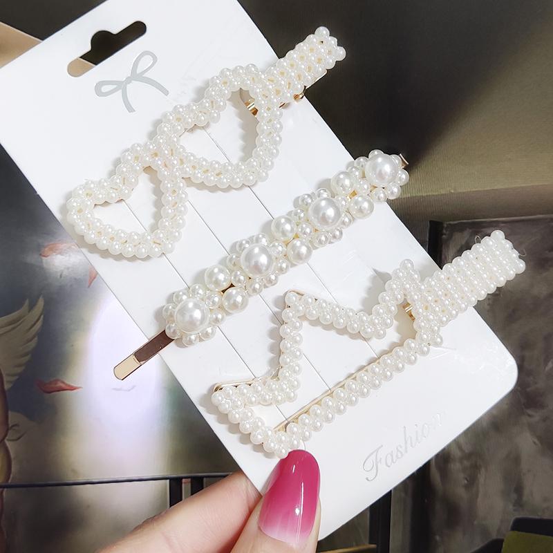 Pearl Hair Clip For Women Korean 3/4pcs Geometric Hairpins Set Hair Berrettes Girl Hairgrip Side Clip Hair Accessories