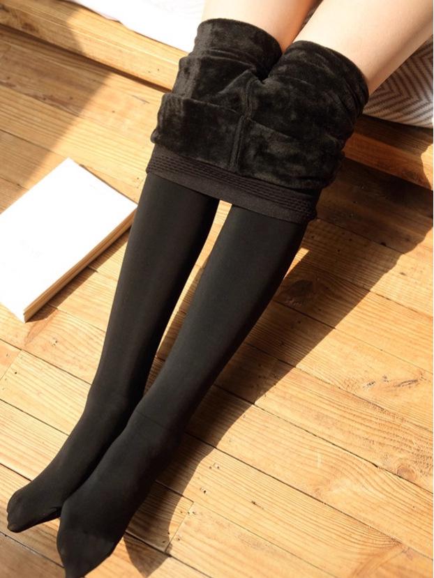 2025 Plus Size Women's Fleece-Lined Winter Leggings - Black Warm Non-Dropping Crotch Pants