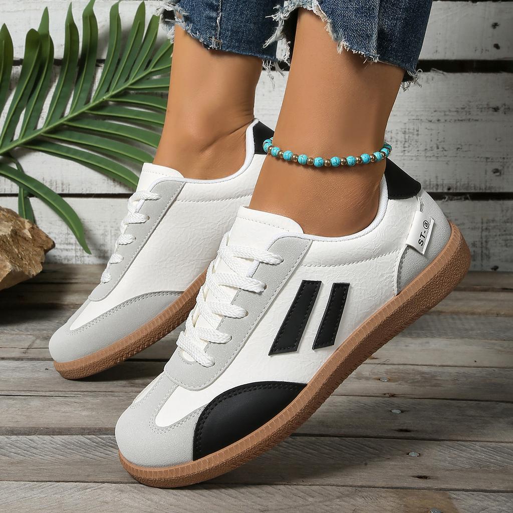 Moda 2025 Zapatos Mujer Tendencia Zapatillas Casual Cómodas con Cordones Planas Zapato de Tenis Transpirable para Caminar Trotar Zapatillas De Mujer