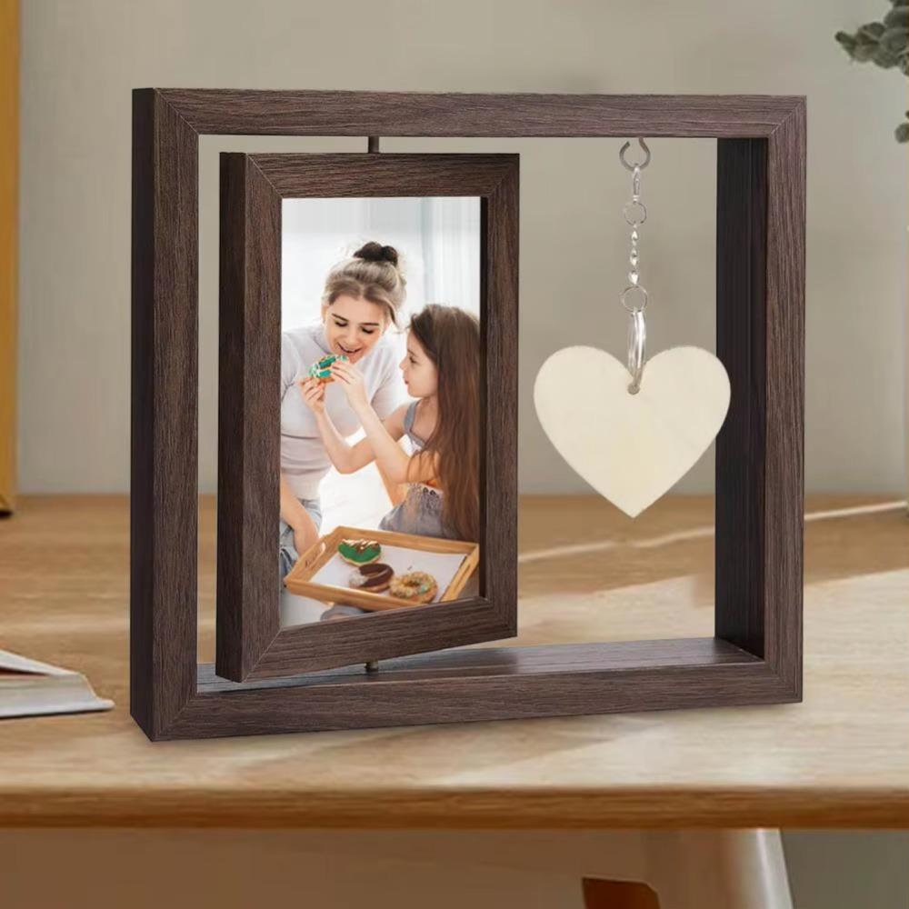 With Heart Pendant Desktop Photo Frame Wooden Photo Display Frame  Home Supplies