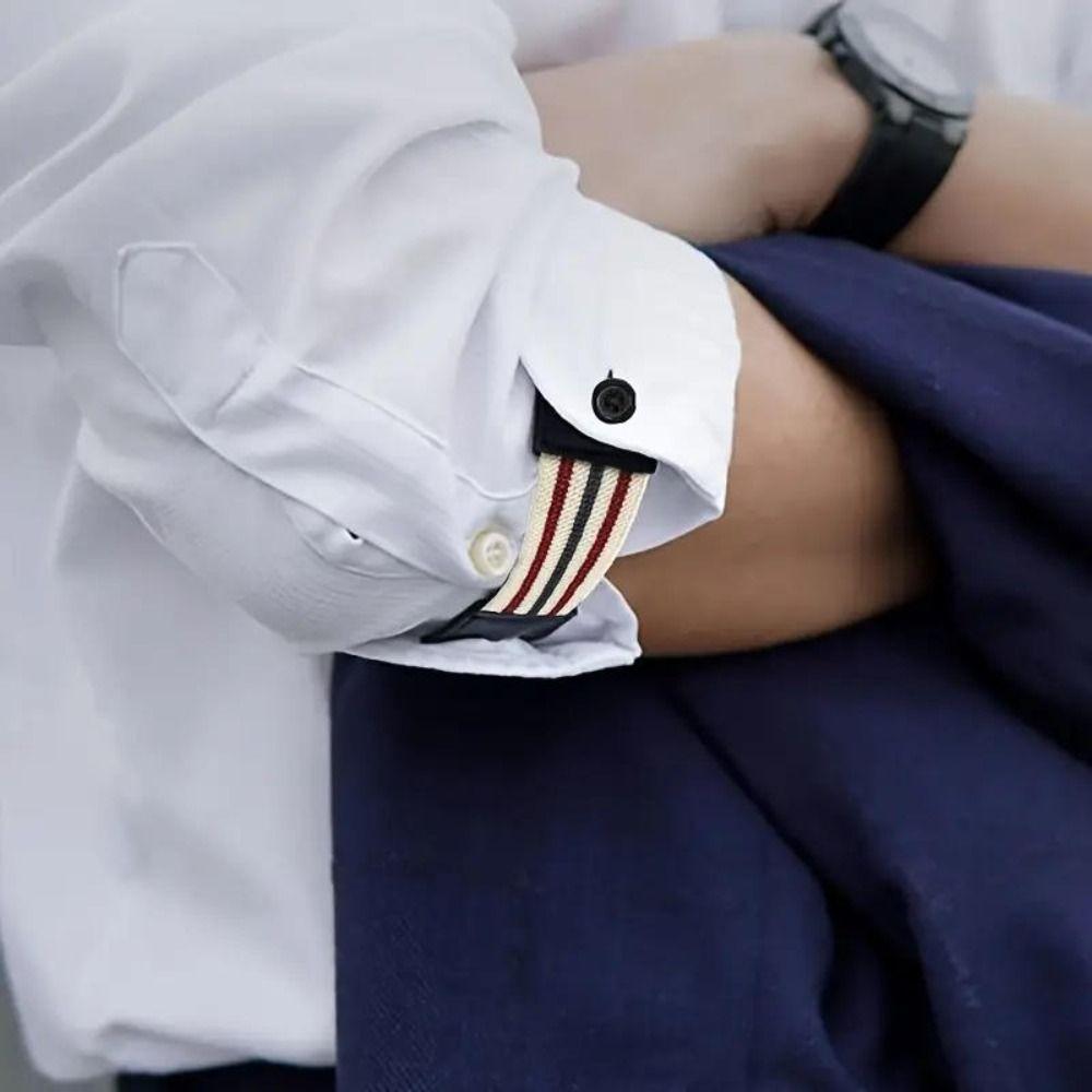 2Pcs Elastic Women Men Shirt Cuff Holders Adjustable Arm Cuffs Bands Extension Button  Accessories
