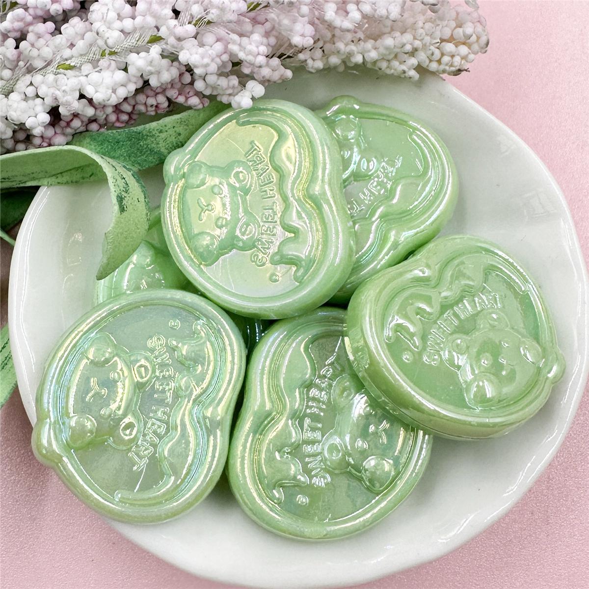 

7 шт. 24*28 мм УФ-покрытие акриловые бусины-медведи россыпью бисерные материалы сердечки ювелирные изделия DIY ювелирные аксессуары для браслета серьги изготовление зелёный