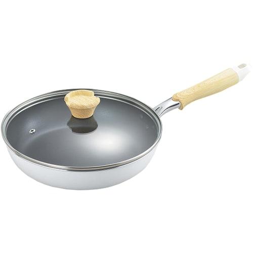 Natural Plus" IH-Compatible Glass Frying Pan with Lid, 26cm, NRP-04