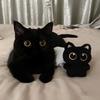 10cm Black Soft Plush Cat Doll Keyring Desktop Decorations Big Eye Cat Plush Pendant Couple Bag Charms Gift