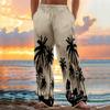 New Beach Men's Printed Casual Cotton Linen Loose Trousers
