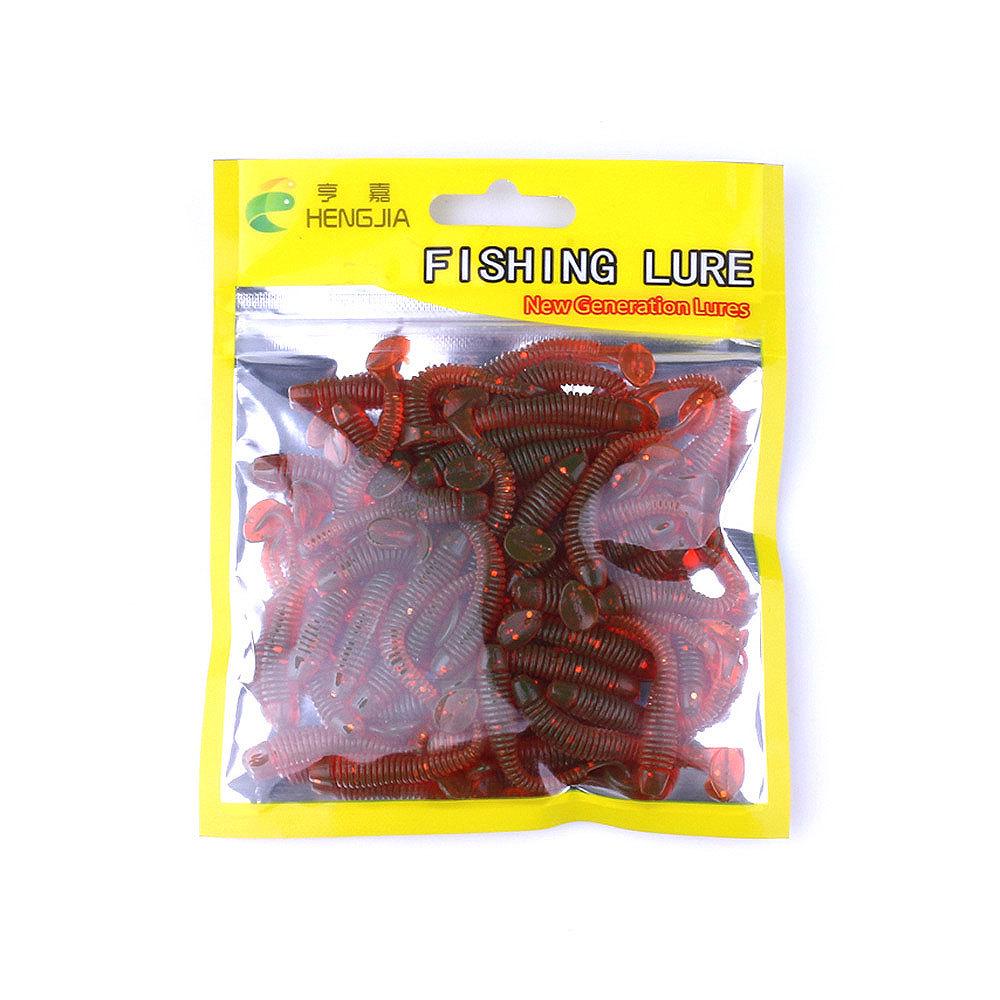 50Pcs/Bag T Tail Silicone Soft Bait Fishing Artificial Worms Soft Lures Carp Fishing Accessories