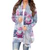 Women's Fashion Christmas Print Jacket Long Sleeve Casual Cardigan Coat