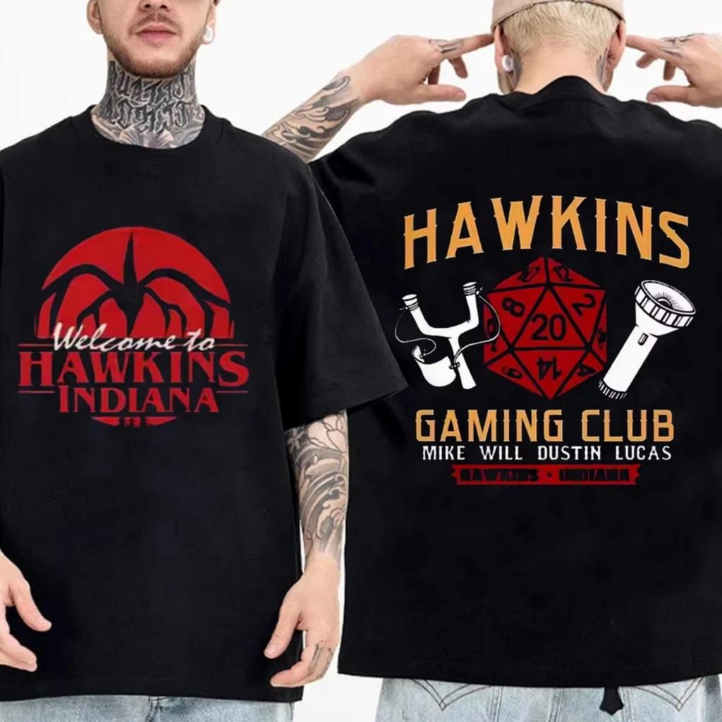 2026 High Quality Cotton Eddie Munson Stranger Print T-shirt Vintage Demogorgon Cannibal Flower Hawkins Graphic Streetwear Men