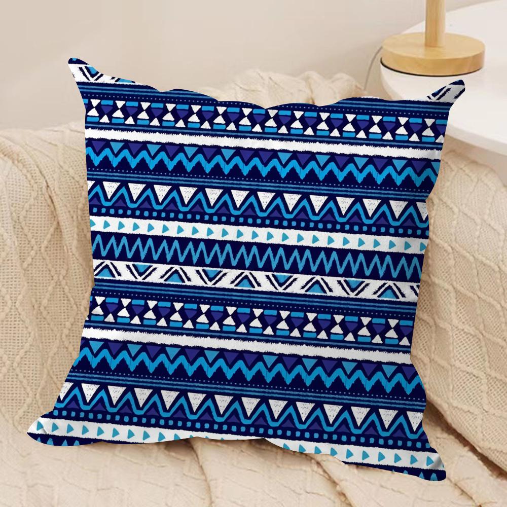 Classic Geometric Patterns Cushion Cover Short Plush Doublesided Print Square Throw Pillow Covers Sofa Home Cushion Decor