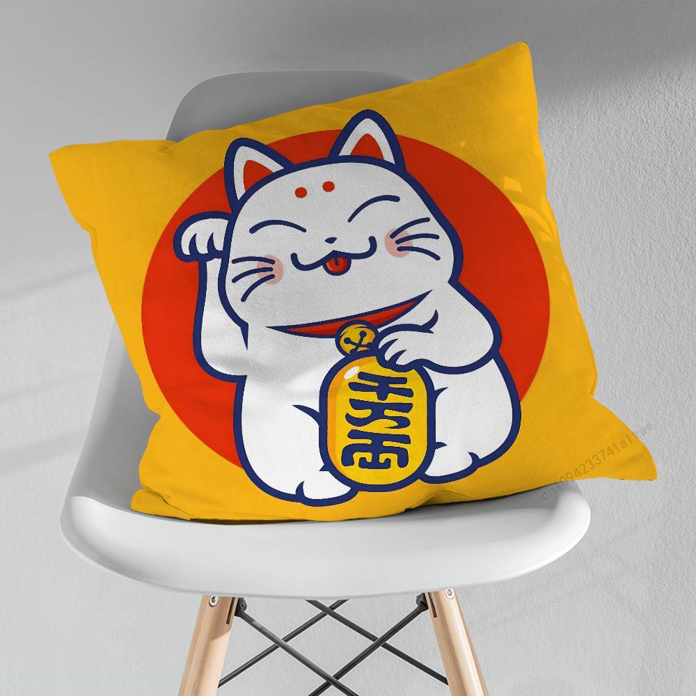 Cartoon Glückskatze Japanisch Verschiedene Größen Quadratische Kissenhülle Für Auto Haus Schlafzimmer Dekor Geburtstag Geschenk