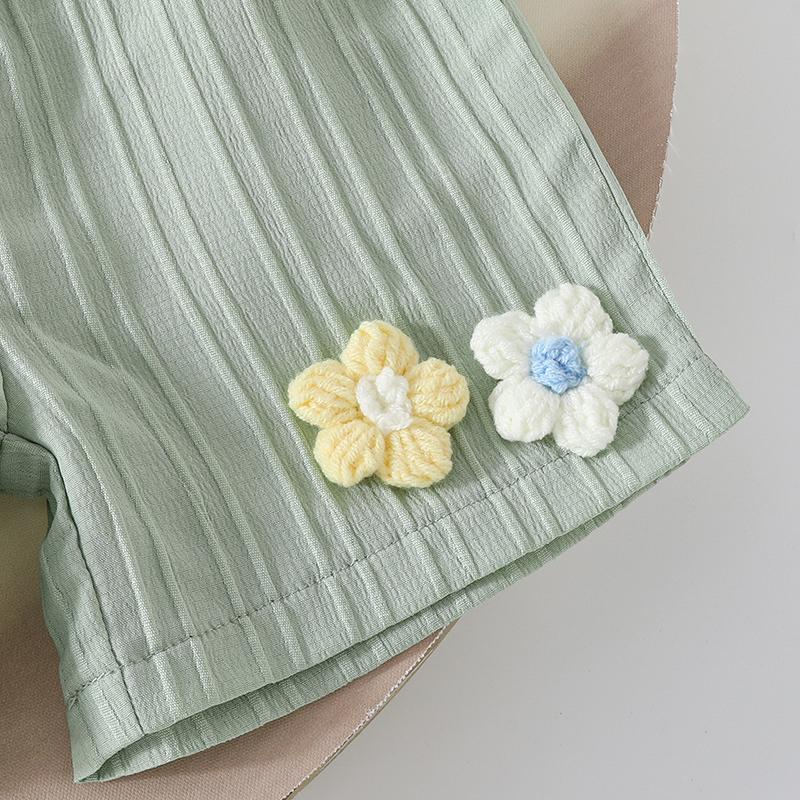 Citgeett Summer Kids Toddler Baby Girl Outfit Flower Ruffled Trim Sleeveless Tops Shorts Casual Clothes Set
