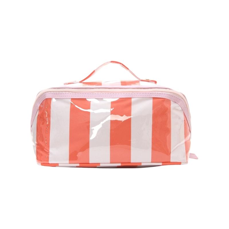 Clear PVC Makeup Case with Carry Handle, Top Closure Toiletry Bag for Bathroom Counter, Daily Packing, Home Use