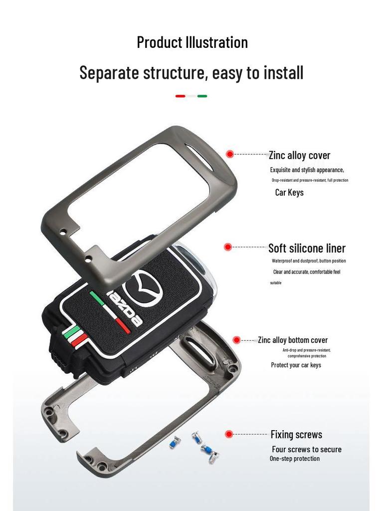 2024 Mazda Key Case for Axela, CX-5, CX-50, CX-4, Atenza; Fits Two-Button Models