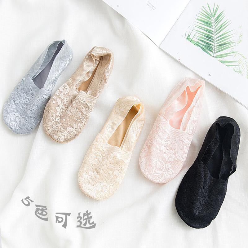 Summer Lace No-Show Socks - Women's Non-Slip, Low-Cut Cotton Blend
