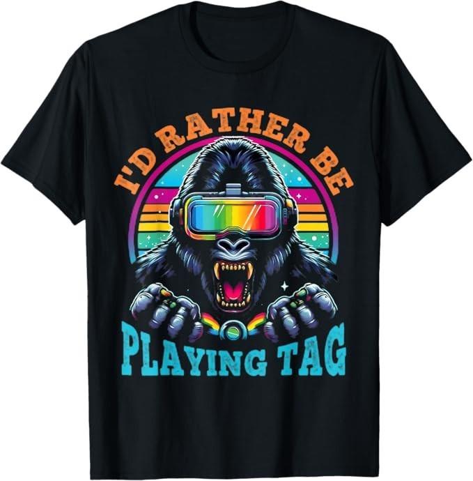 Bruh I d Rather Be Playing Boys Adult Man Birthday Gorilla T-Shirt XXL