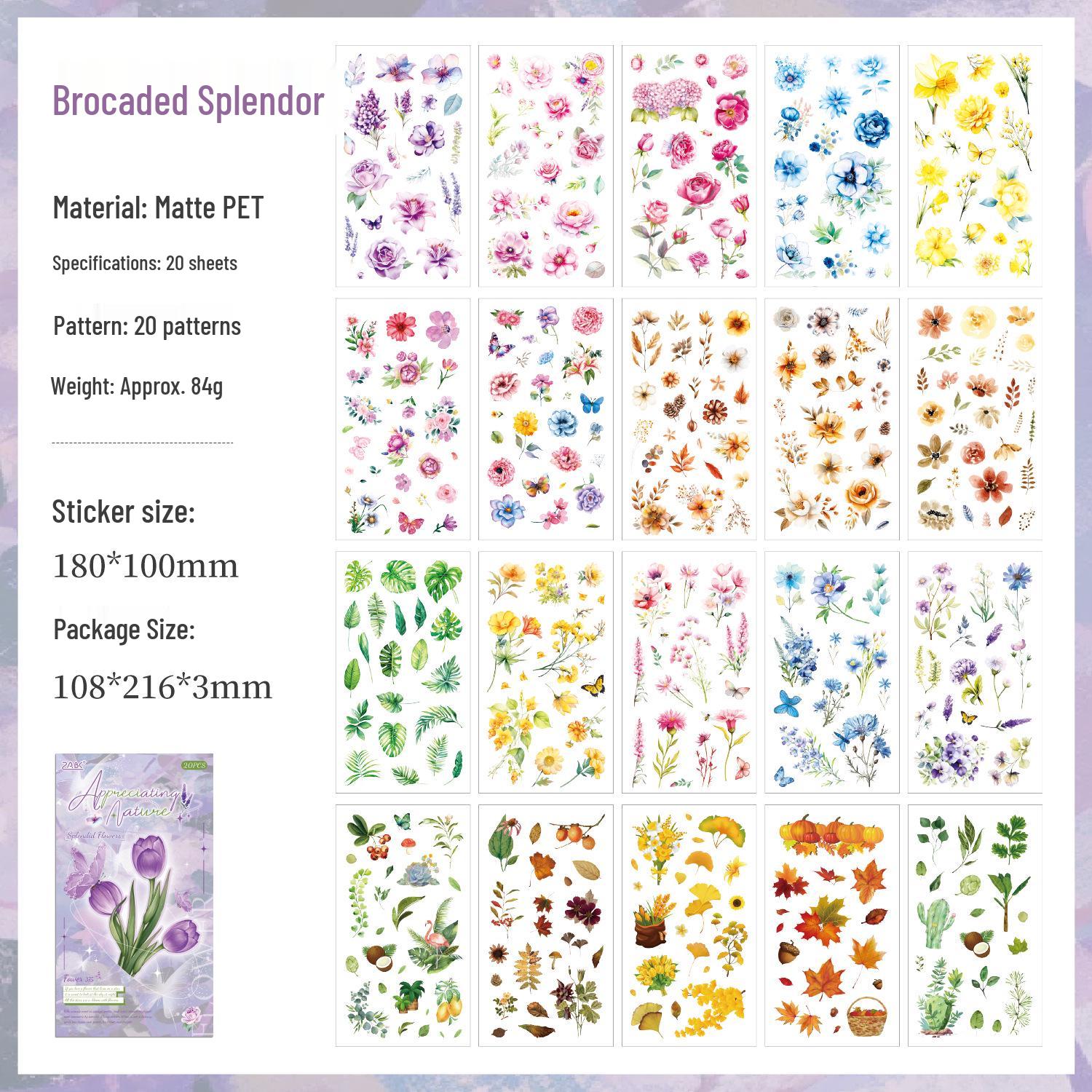 

Книга наліпок ZABC Floral Dream Weaving: Журнал на тему рослин і квітів, DIY прикраса, 20 аркушів, 6 дизайнів.