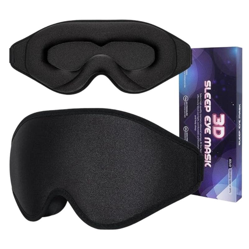 

Memory Foam 3D Eye Mask with Contoured Design Blocks Light Effectively for Comfortable Sleep Breathable Fabric for Day чорний