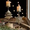 Retro Gold Iron Art Christmas Candle Holder Decoration