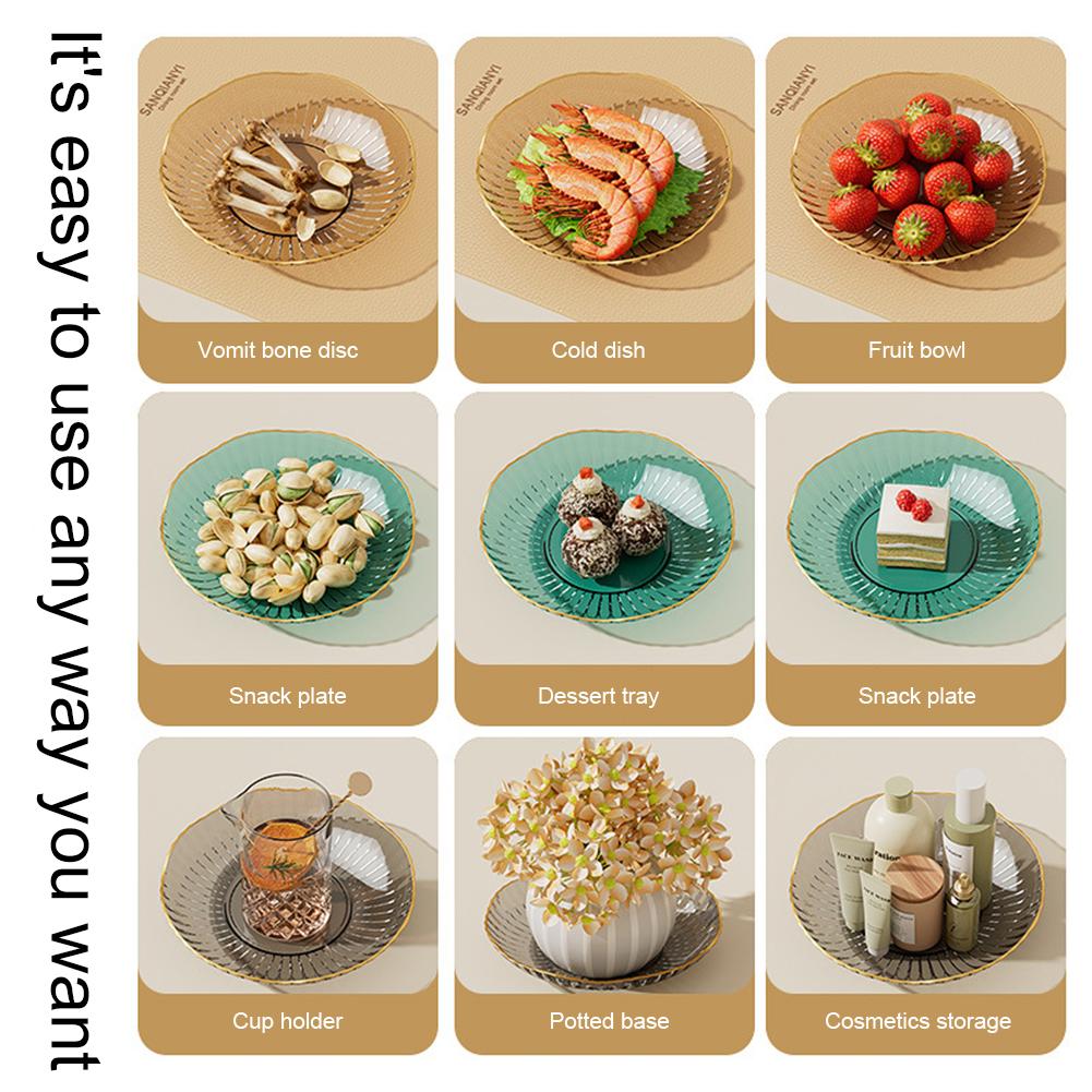 8pcs Serving Plate Bowls Gold Rim Transparent Tray For Weddings Upscale Parties Dessert Table Cupcakes