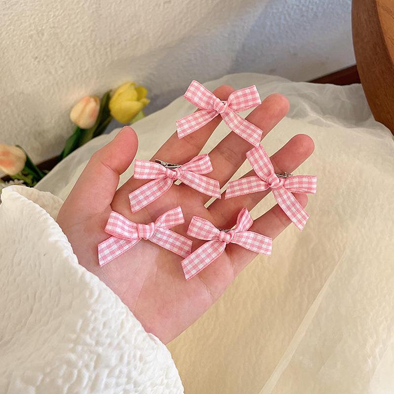 5Pcs Sweet Bowknot Hair Clips For Women Girls Mini Hair Accessories Fairy Bow Side Clip Headwear Cute Multicolor Barrette розовый