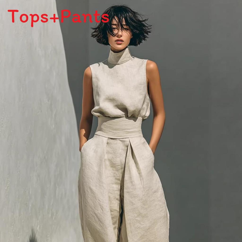 Einfarbiges ärmelloses T-Shirt für Damen aus Polyester im lässigen Sommerstil für zu Hause und die Freizeit