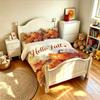 3 Pcs Hello Fall Duvet Cover Set Pumpkin Maple Leaf Print Thanksgiving Cozy Bedding Set for Bedroom Living Room